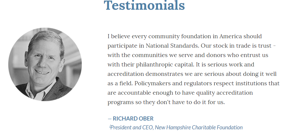 Testimonial of National Standards
