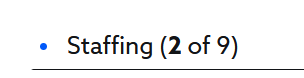 Unanswered sections will have a blue dot.